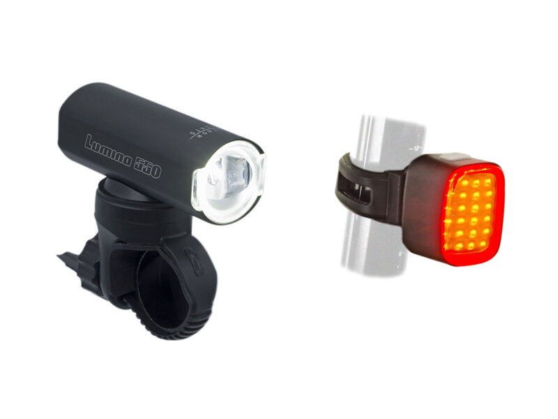 SADA LÁMP PRED. LUMINA 550 lm USB Alloy ČIERNA / ZAD. CUBUS USB CobLed 50 lm