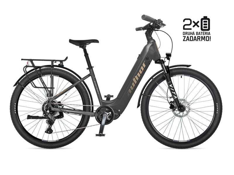 BICYKEL AUTHOR ESPIRIT 2026 ŠEDÁ/ČIERNA (v cene bicykla 2 batérie)